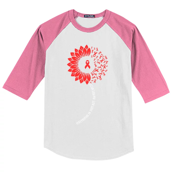 Raise Awareness For World Haemophilia Month Red Sunflower Cool Gift Kids Colorblock Raglan Jersey