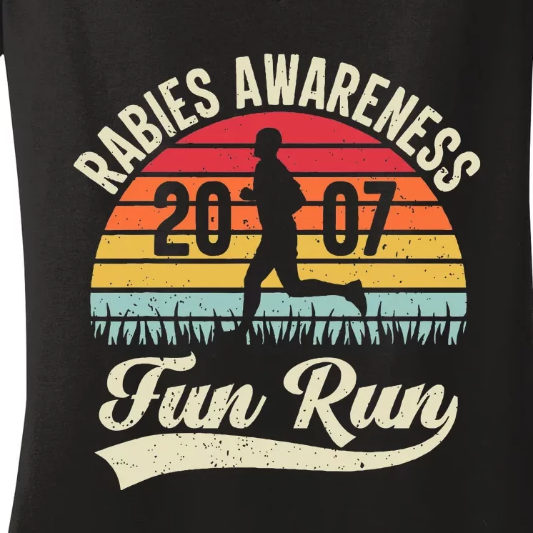 Rabies Awareness Fun Run Funny Tv Comedy Women's V-Neck T-Shirt