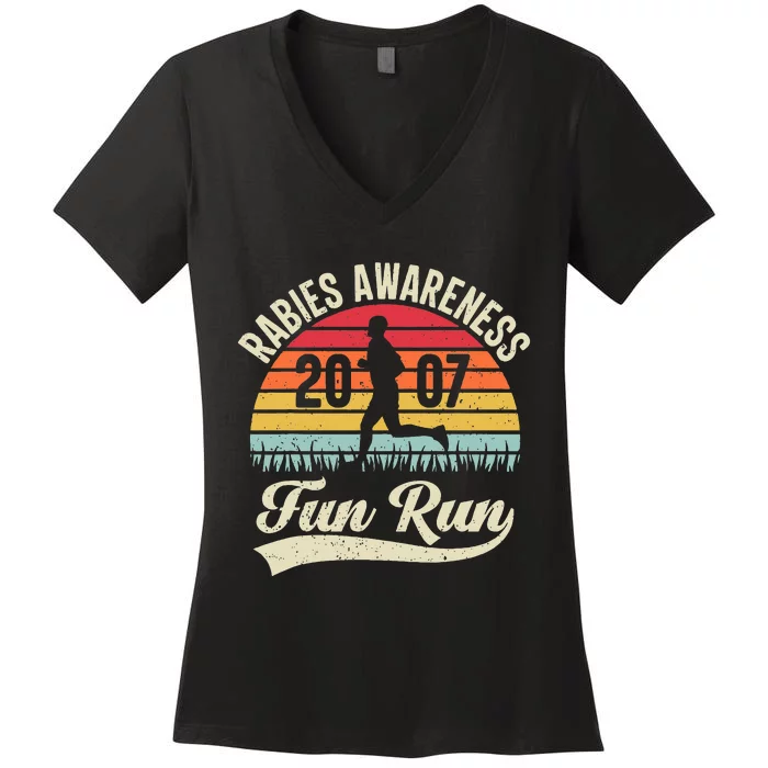 Rabies Awareness Fun Run Funny Tv Comedy Women's V-Neck T-Shirt