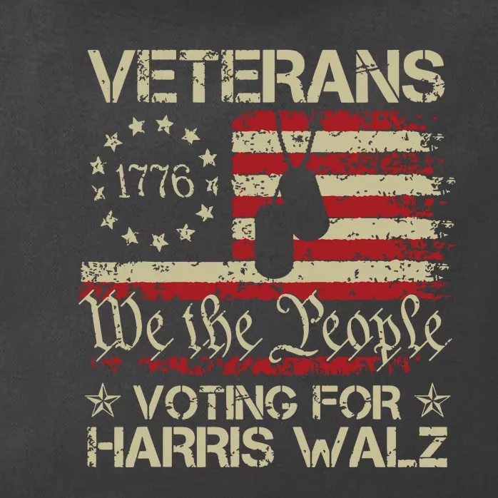 Retro America Flag Veterans Voting For Harris Walz 2024 Zip Tote Bag