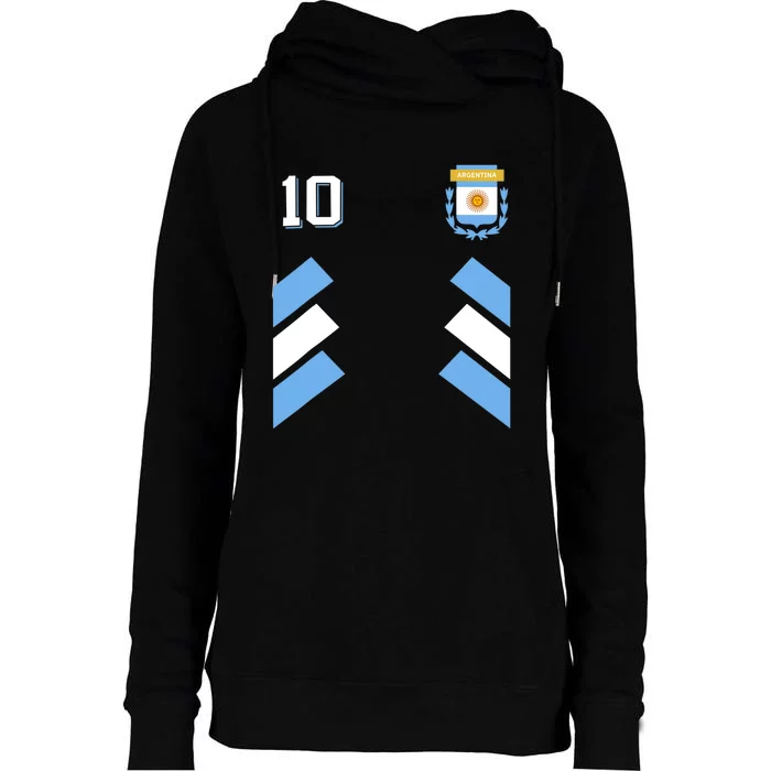 Retro10 Argentina Football Argentinian Soccer Argentina Flag Womens Funnel Neck Pullover Hood