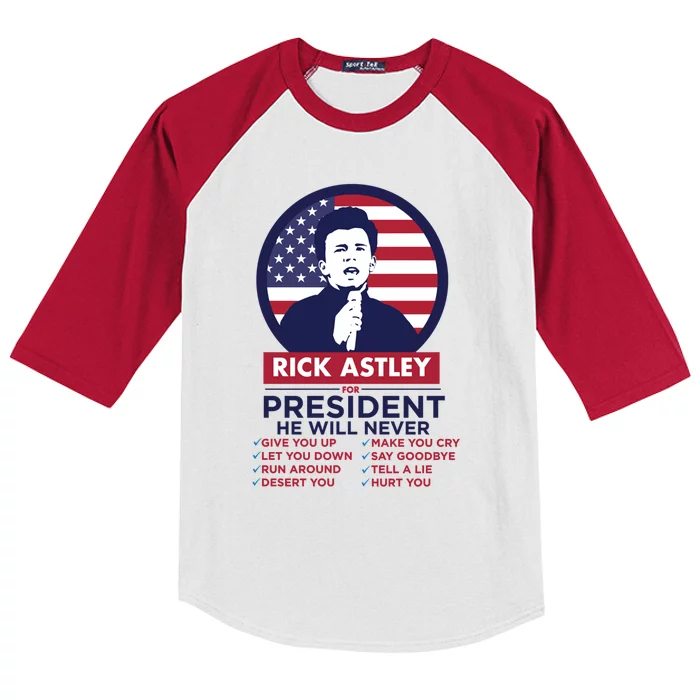 Rick Astley For President Kids Colorblock Raglan Jersey