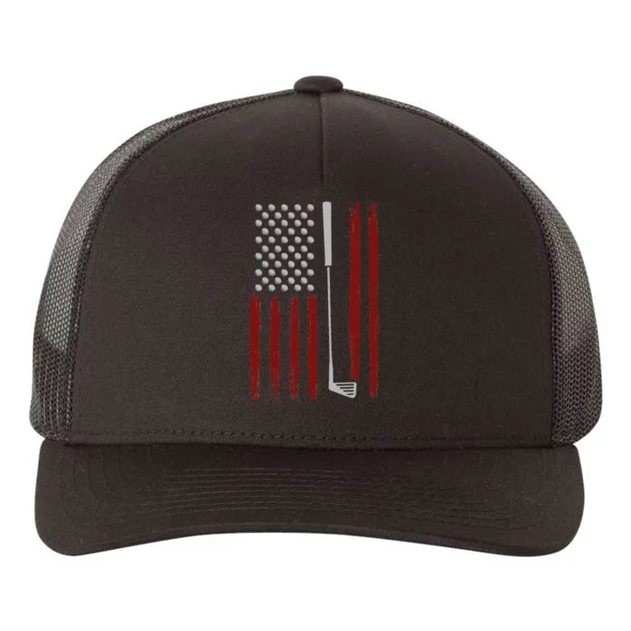 Retro American Flag Golf Gift For Golfer Funny Golf Club Yupoong Adult 5-Panel Trucker Hat