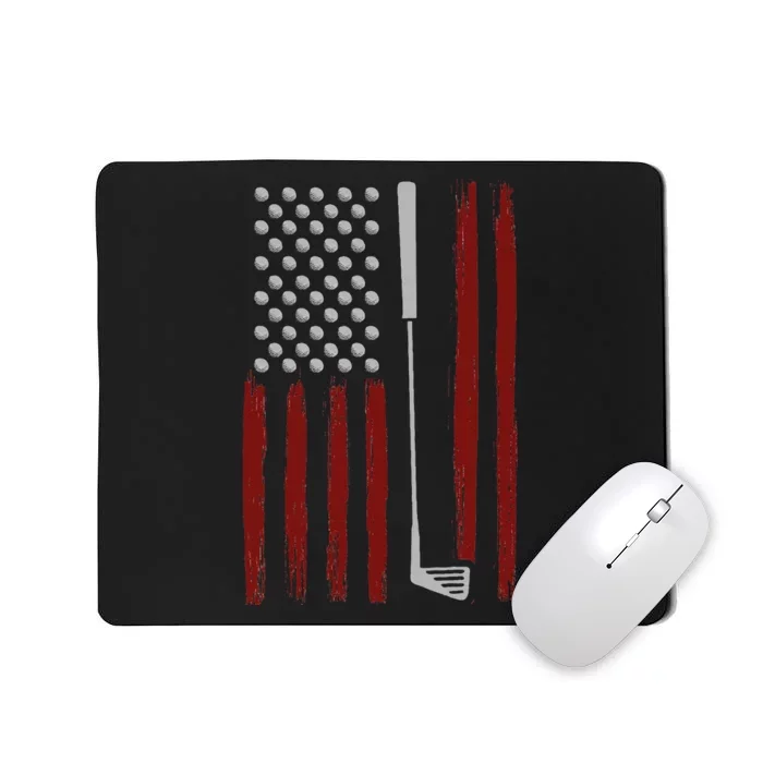 Retro American Flag Golf Gift For Golfer Funny Golf Club Mousepad