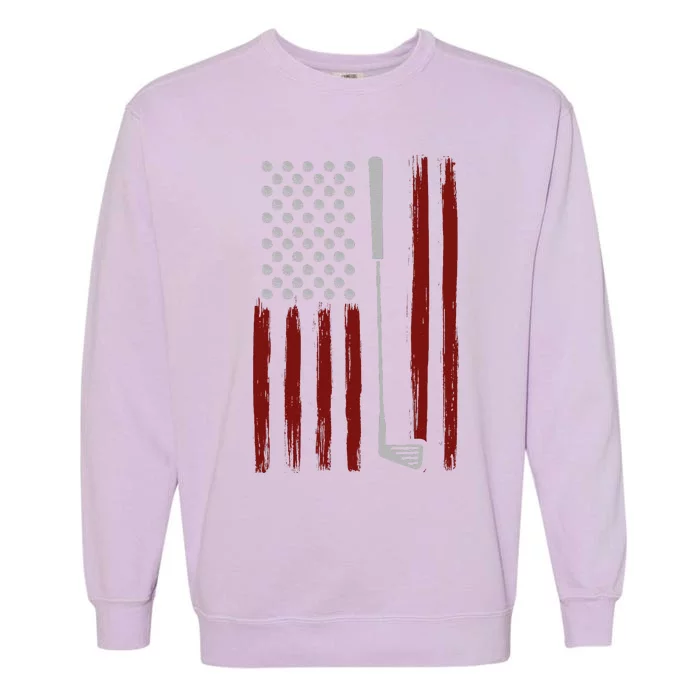 Retro American Flag Golf Gift For Golfer Funny Golf Club Garment-Dyed Sweatshirt