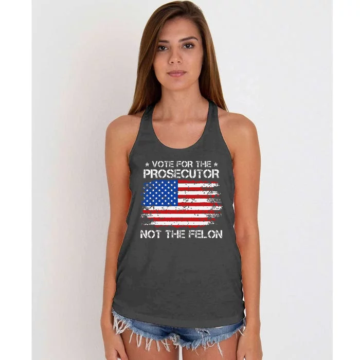 Retro American Flag Vote For The Prosecutor Not The Felon Women's Knotted Racerback Tank