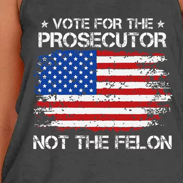 Retro American Flag Vote For The Prosecutor Not The Felon Women's Knotted Racerback Tank