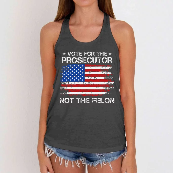 Retro American Flag Vote For The Prosecutor Not The Felon Women's Knotted Racerback Tank