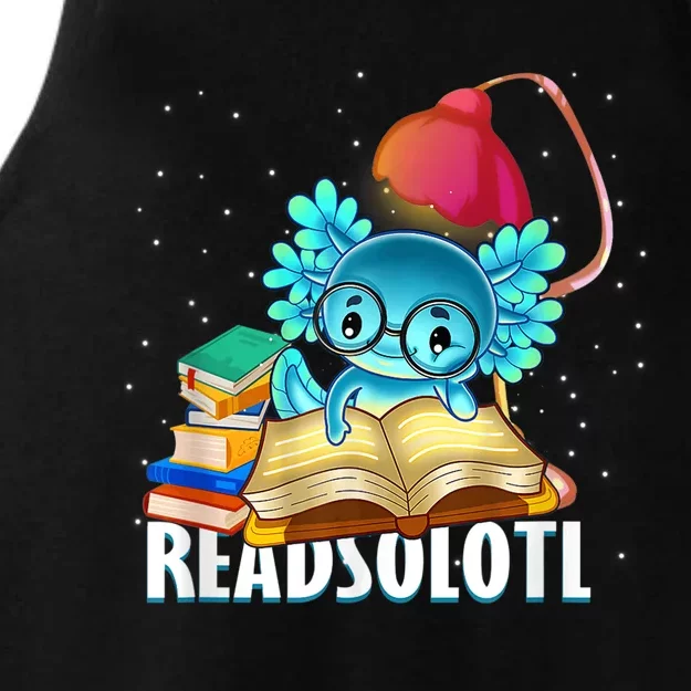 Readsolotl Axolotl Funny Reading Fish Books Lizard Ladies Tri-Blend Wicking Tank