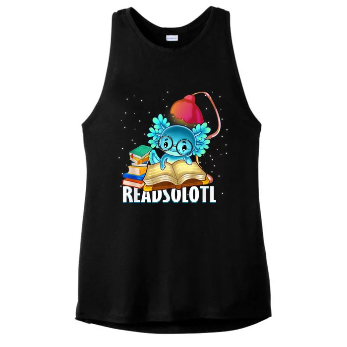 Readsolotl Axolotl Funny Reading Fish Books Lizard Ladies Tri-Blend Wicking Tank