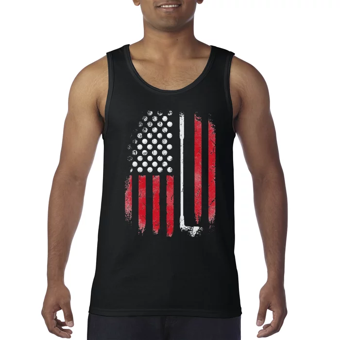 Retro American Flag Golf Gift for Golfer Funny Golf Club Tank Top