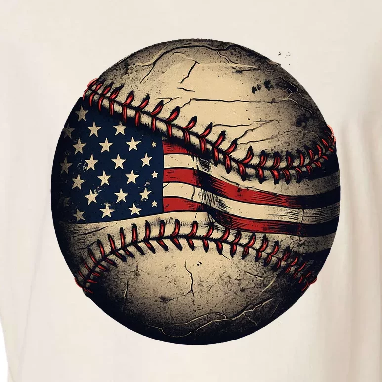 Retro American Flag Baseball Team Baseball Garment-Dyed Women's Muscle Tee