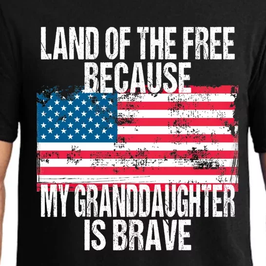 Retro American Flag Land Of The Free Military Granddaughter Gift Pajama Set