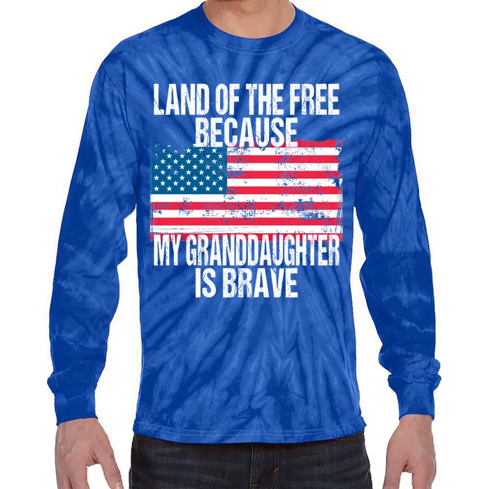 Retro American Flag Land Of The Free Military Granddaughter Gift Tie-Dye Long Sleeve Shirt