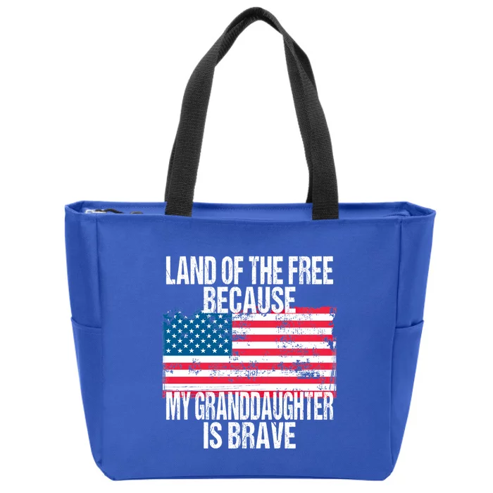 Retro American Flag Land Of The Free Military Granddaughter Gift Zip Tote Bag