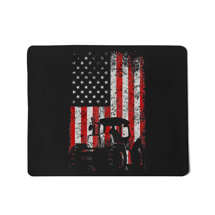 Retro American Flag Tractor Gift Men Women Tractor Farm Mousepad