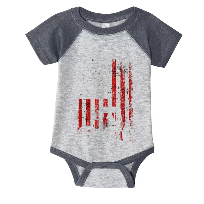 Retro American Flag Tractor Gift Men Women Tractor Farm Infant Baby Jersey Bodysuit