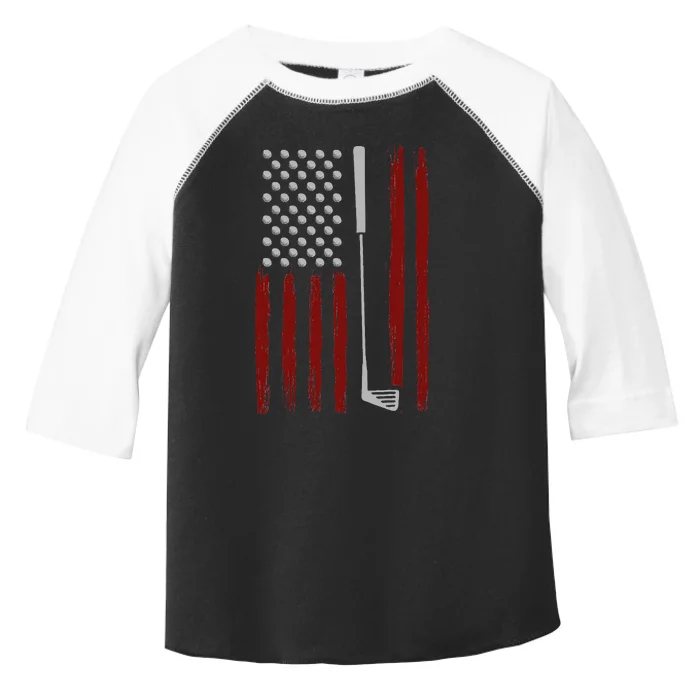 Retro American Flag Golf Gift For Golfer Toddler Fine Jersey T-Shirt