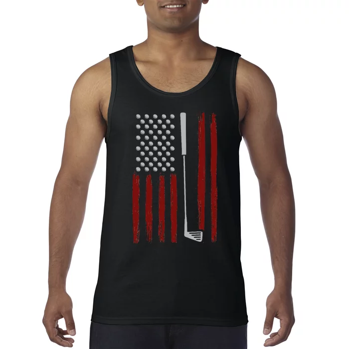 Retro American Flag Golf Gift For Golfer Tank Top