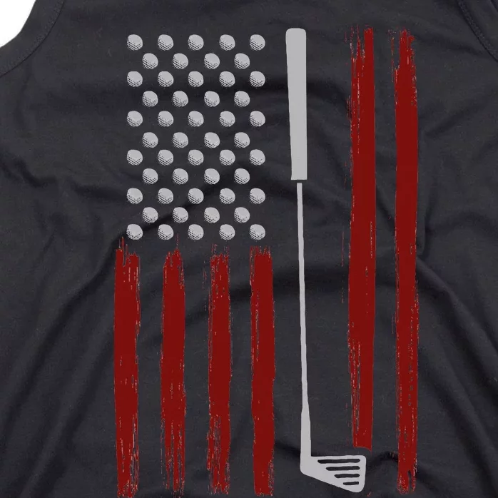 Retro American Flag Golf Gift For Golfer Tank Top