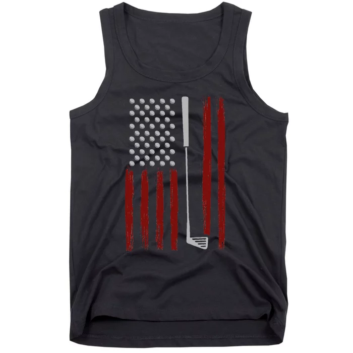 Retro American Flag Golf Gift For Golfer Tank Top