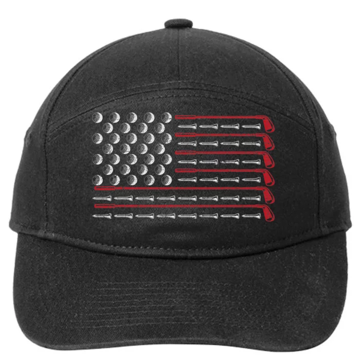 Retro American Flag Golf Gift for Golfer Funny Golf Club 7-Panel Snapback Hat