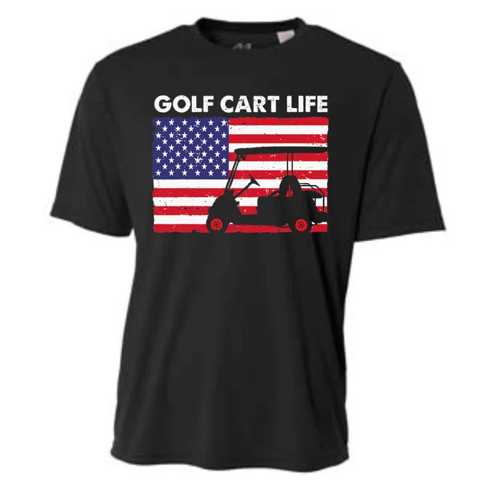 Retro American Flag Golf Gift for Golfer Funny Golf Cooling Performance Crew T-Shirt