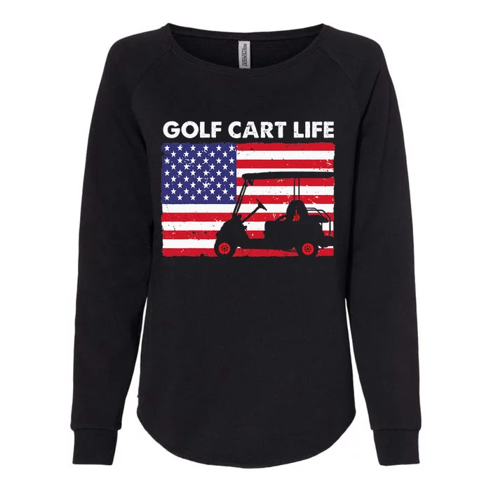 Retro American Flag Golf Gift for Golfer Funny Golf Womens California Wash Sweatshirt