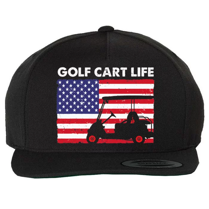 Retro American Flag Golf Gift for Golfer Funny Golf Wool Snapback Cap