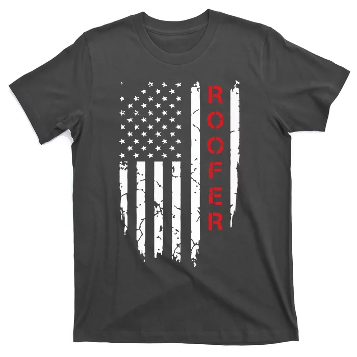 Roofer American Flag Vintage 4th Of July Patriotic Roofing T-Shirt