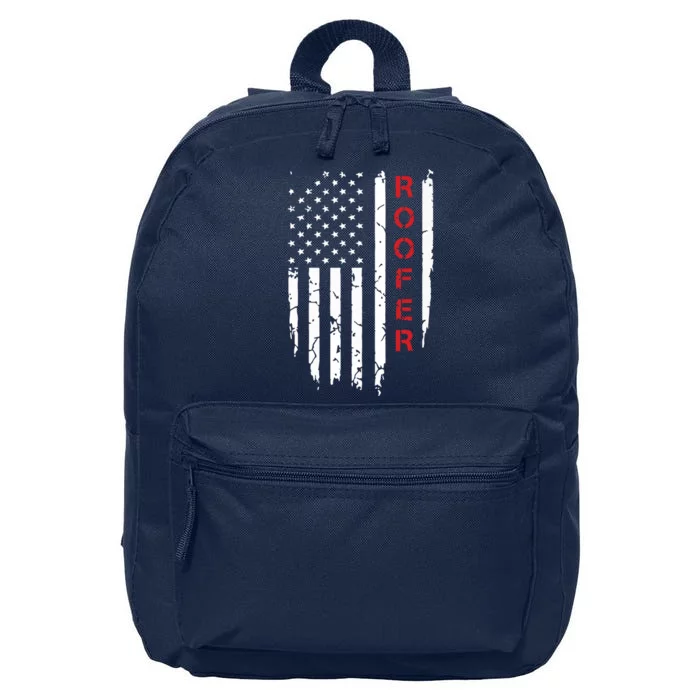 Roofer American Flag Vintage 4th Of July Patriotic Roofing 16 in Basic Backpack