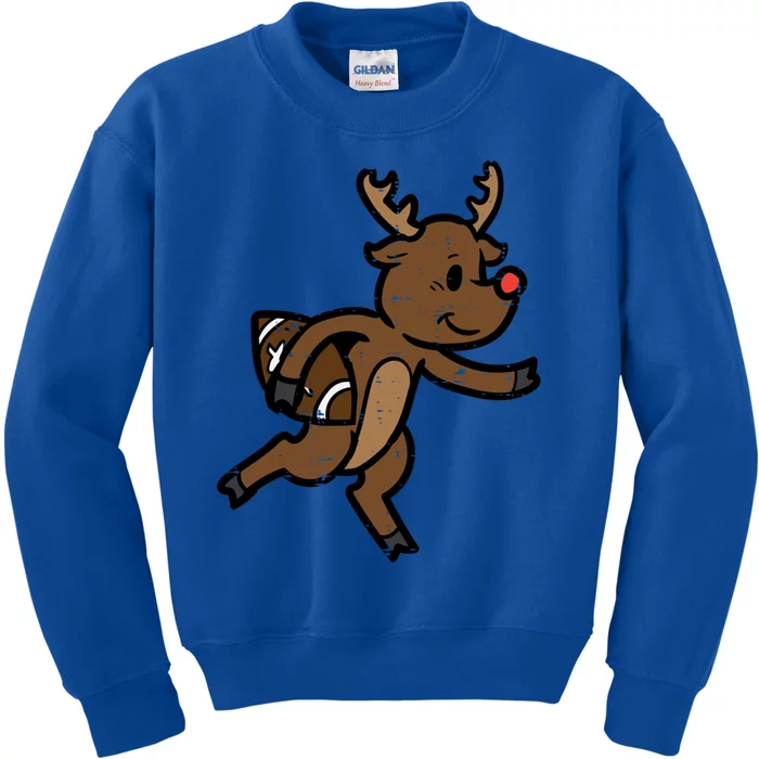 Reindeer American Football Cute Christmas Xmas Gift Kids Sweatshirt