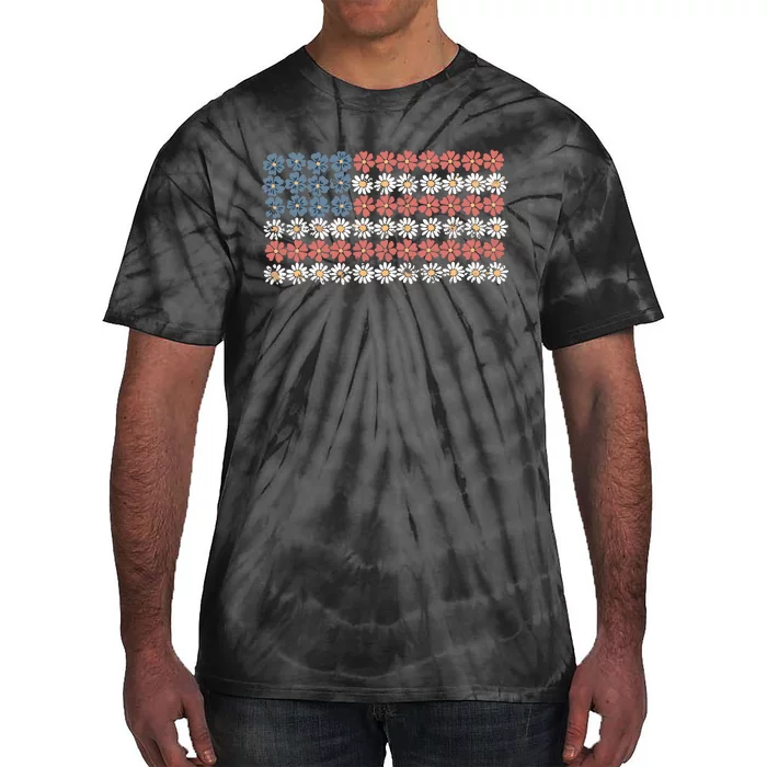 Retro American Flag 4th Of July Tie-Dye T-Shirt