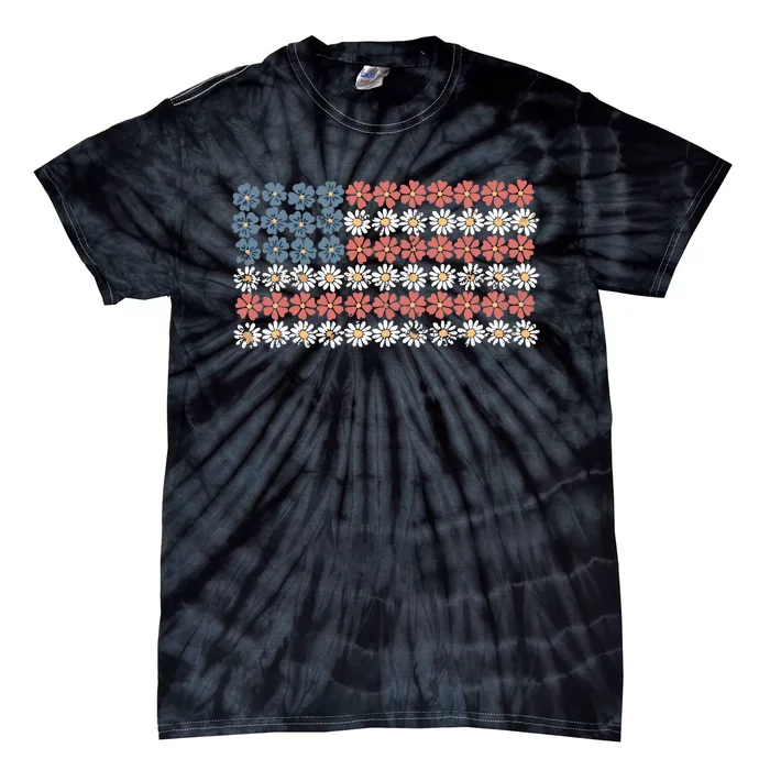 Retro American Flag 4th Of July Tie-Dye T-Shirt