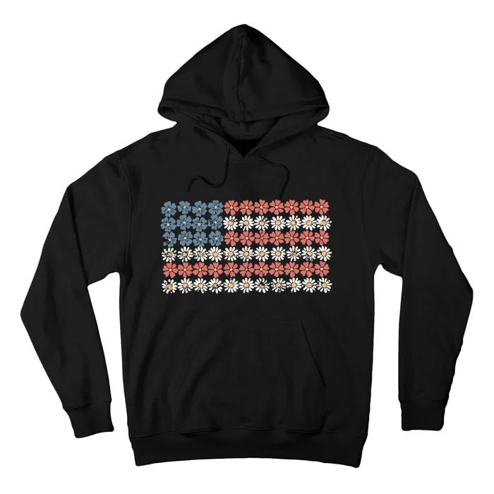 Retro American Flag 4th Of July Tall Hoodie