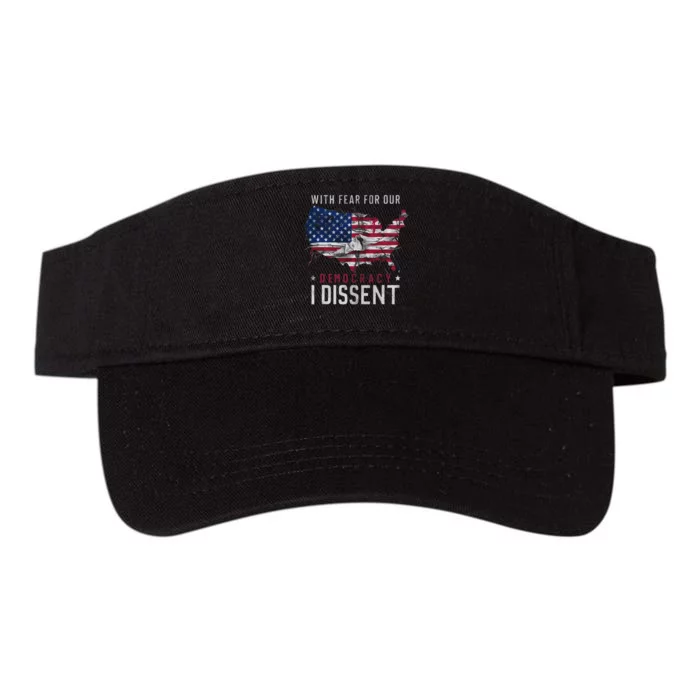 Retro American Flag I Dissent Fear For Democracy Valucap Bio-Washed Visor