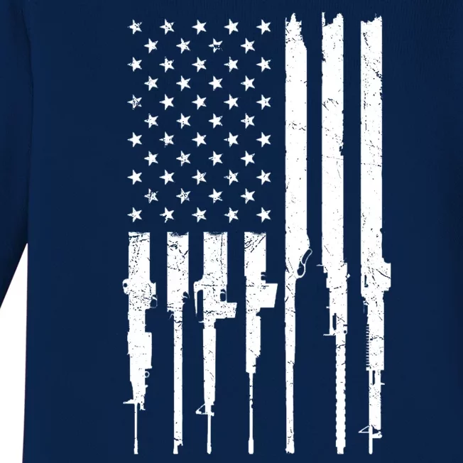 Rifle American Flag Baby Long Sleeve Bodysuit