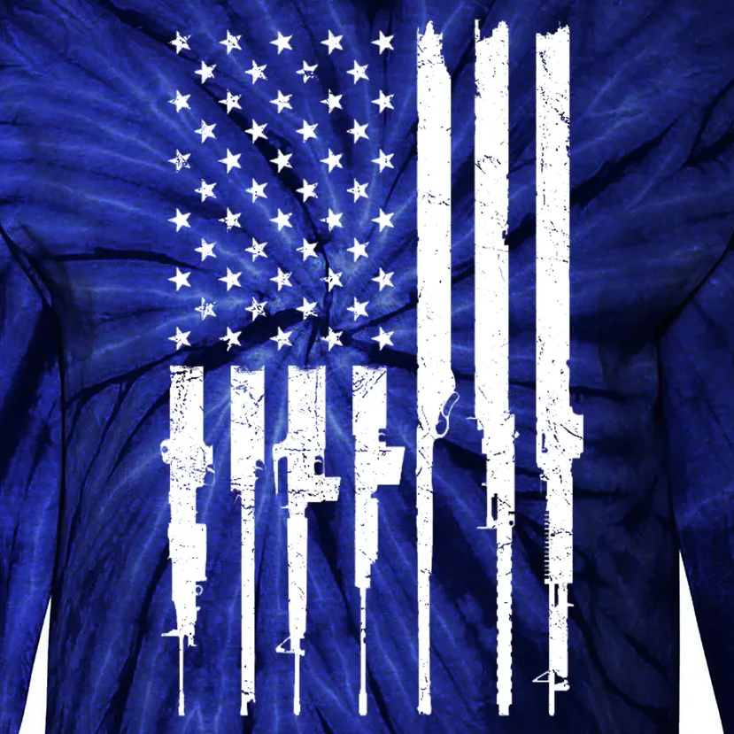 Rifle American Flag Tie-Dye Long Sleeve Shirt