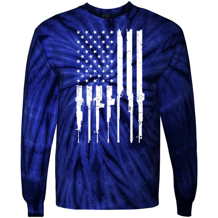 Rifle American Flag Tie-Dye Long Sleeve Shirt