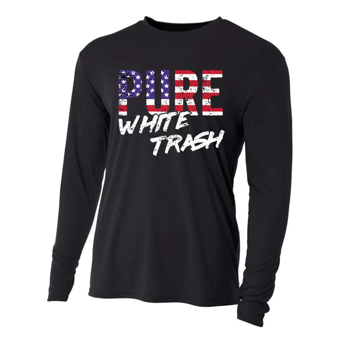 Redneck  American Flag Usa Pure White Trash Cooling Performance Long Sleeve Crew