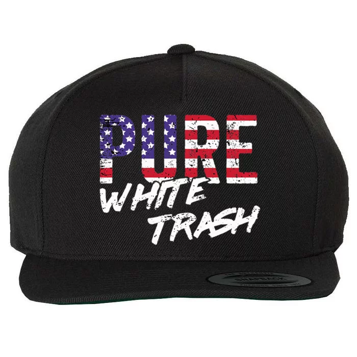 Redneck  American Flag Usa Pure White Trash Wool Snapback Cap