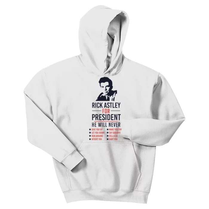 Rick Astley For President Kids Hoodie