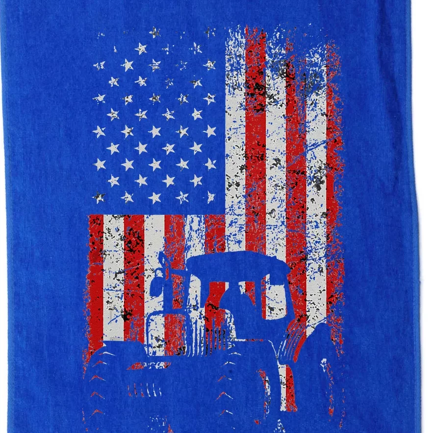 Retro American Flag Tractor Gift  Tractor Farm Platinum Collection Golf Towel