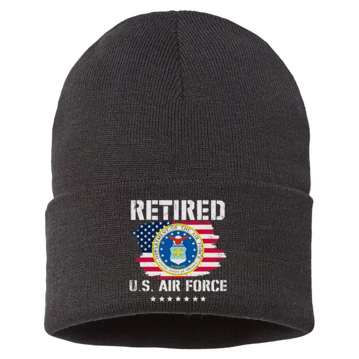 Retired Air Force Veteran Retirement Air Force Retired Sustainable Knit Beanie