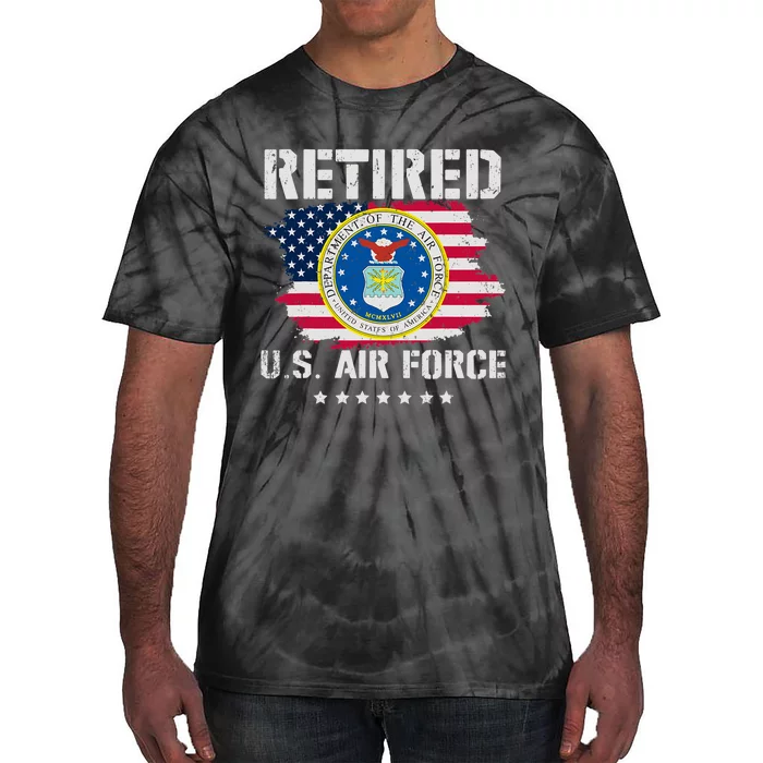 Retired Air Force Veteran Retirement Air Force Retired Tie-Dye T-Shirt