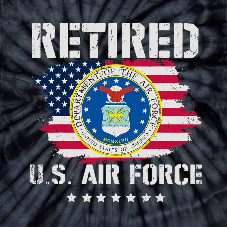 Retired Air Force Veteran Retirement Air Force Retired Tie-Dye T-Shirt