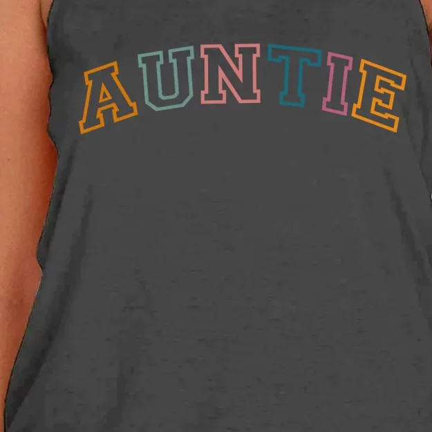 Retro Auntie For Sister, New Aunt Pregnancy Announcement Women's Knotted Racerback Tank