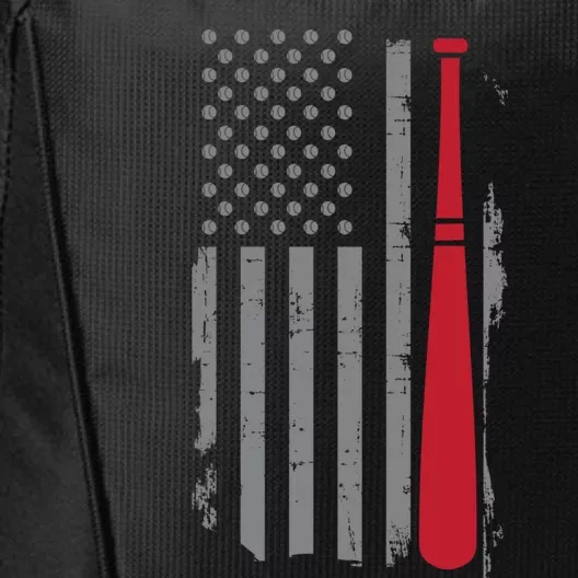 Retro American Flag Baseball Player Gift For Baseball Fan Great Gift City Backpack