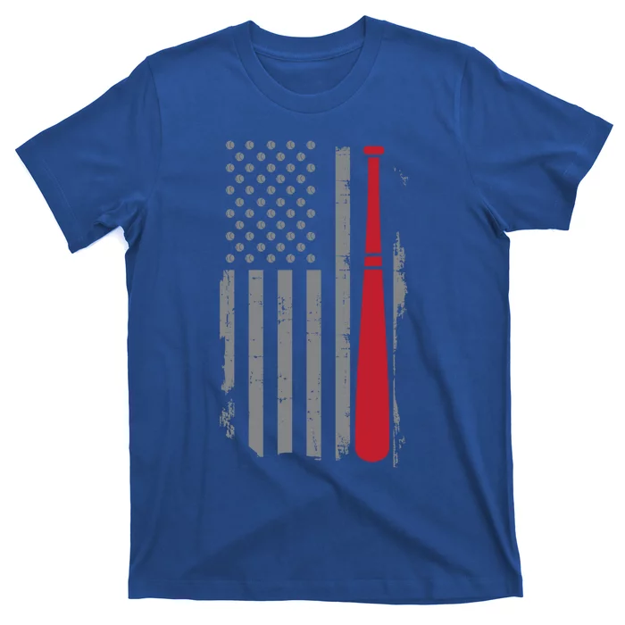 Retro American Flag Baseball Player Gift For Baseball Fan Great Gift T-Shirt