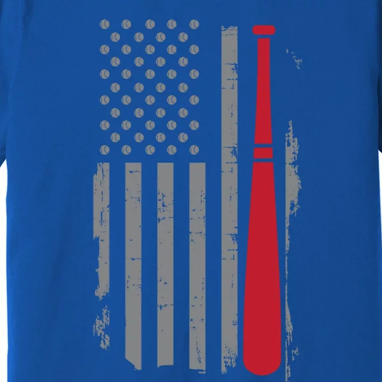 Retro American Flag Baseball Player Gift For Baseball Fan Great Gift Premium T-Shirt